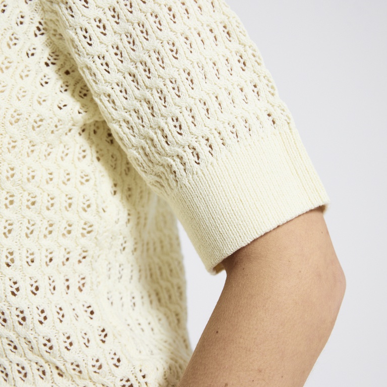 Crochet knit tee "Viola" Light Yellow